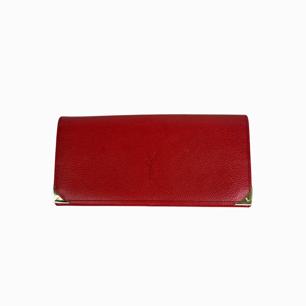 Yves Saint Laurent Red Leather Long Wallet-Vintage