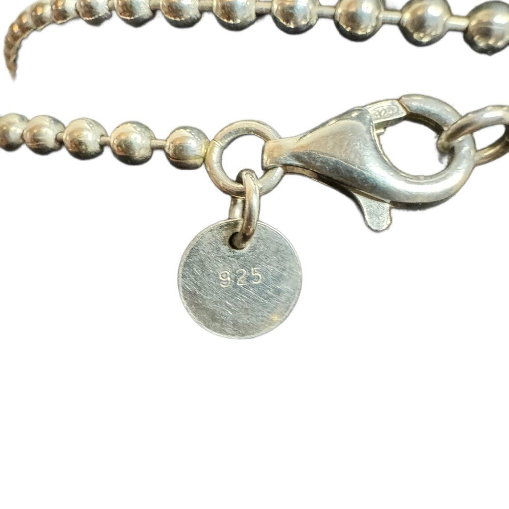 TIFFANY Sterling Silver Heart Key Pendant on Large Bead Necklace