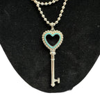 TIFFANY Sterling Silver Heart Key Pendant on Large Bead Necklace