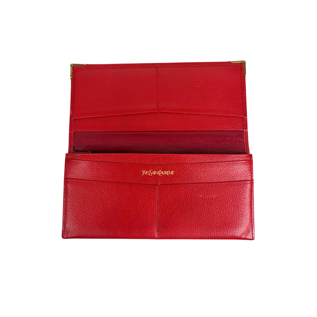Yves Saint Laurent Red Leather Long Wallet-Vintage