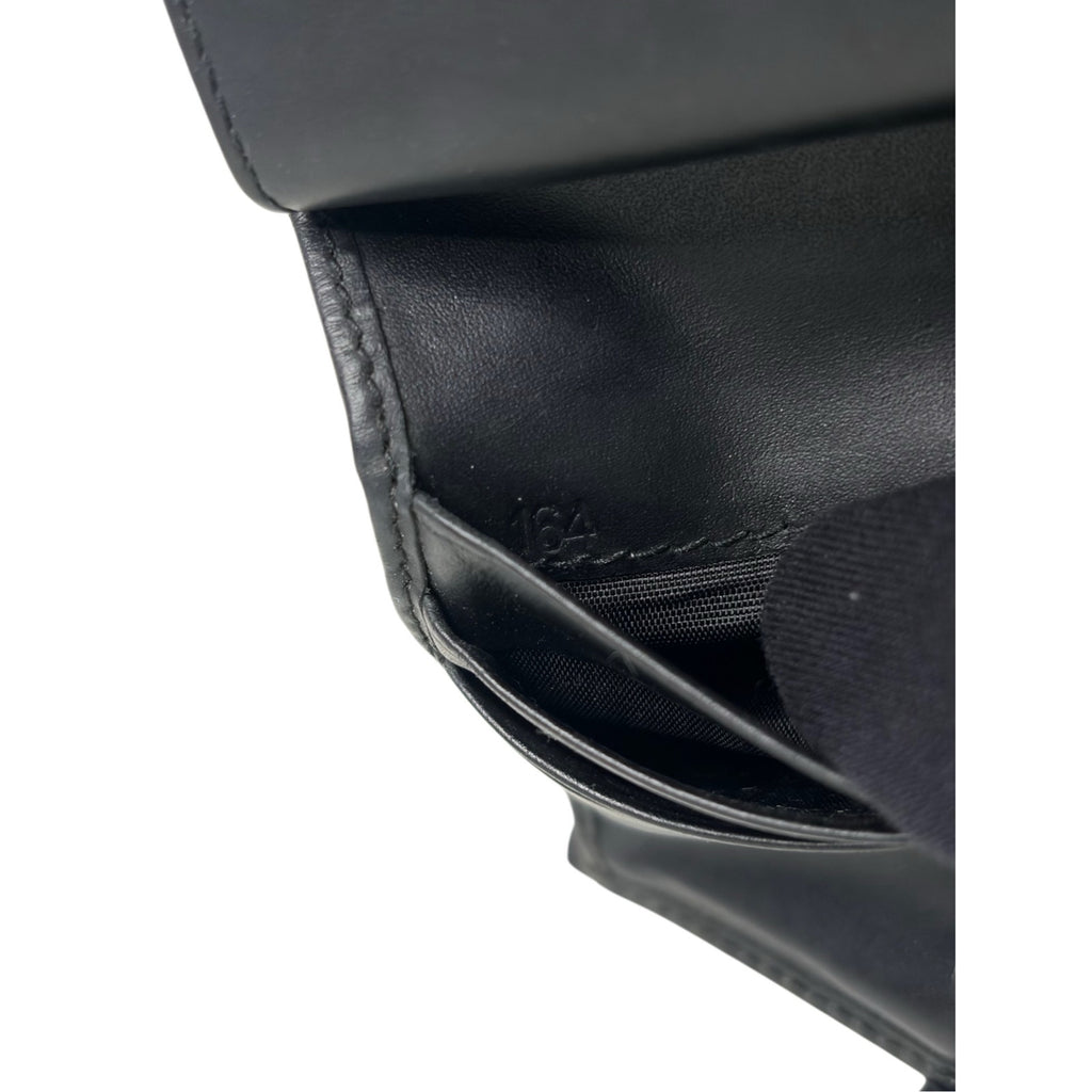 Prada Black Textured Leather Compact Wallet