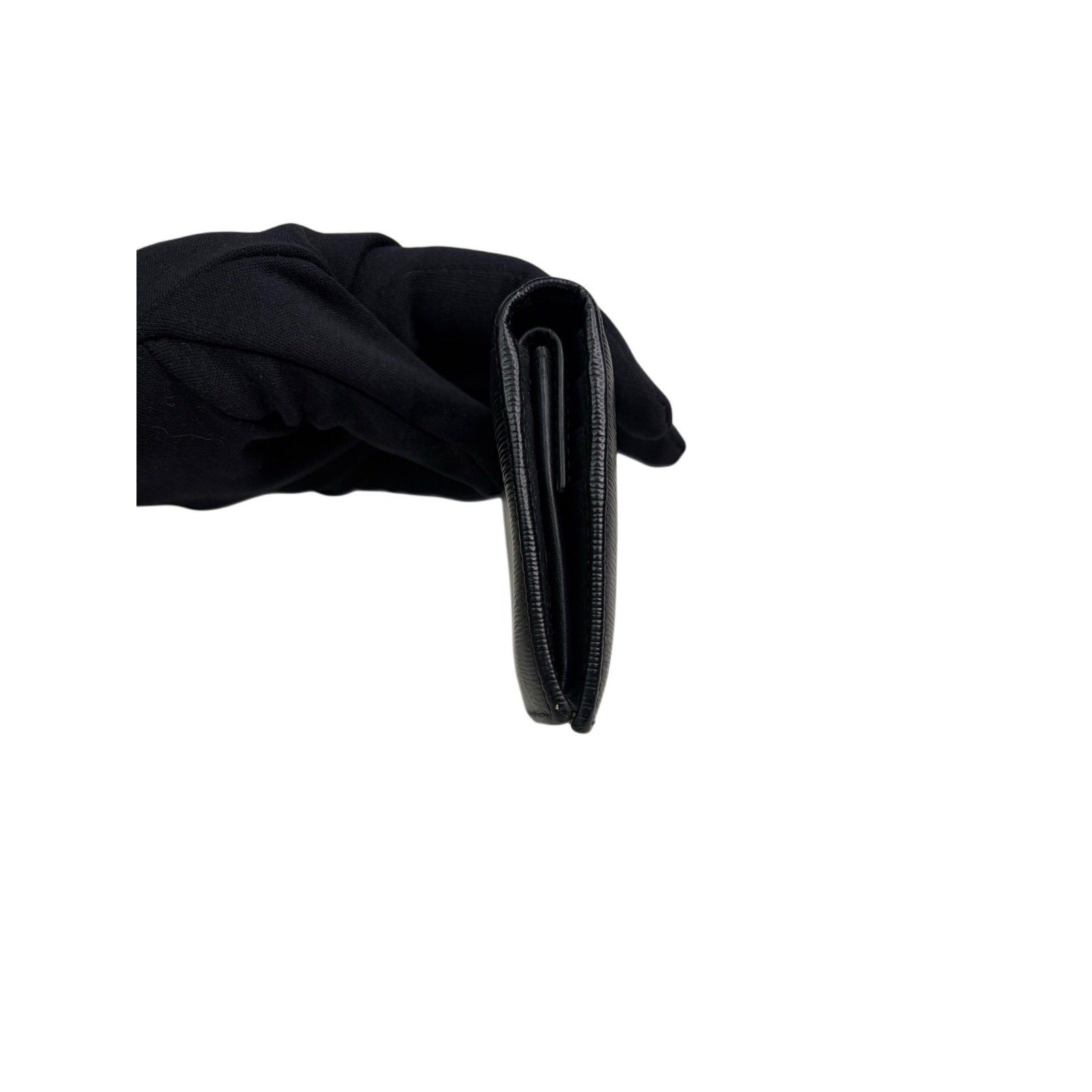 Prada Black Textured Leather Compact Wallet