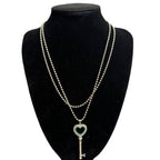 TIFFANY Sterling Silver Heart Key Pendant on Large Bead Necklace