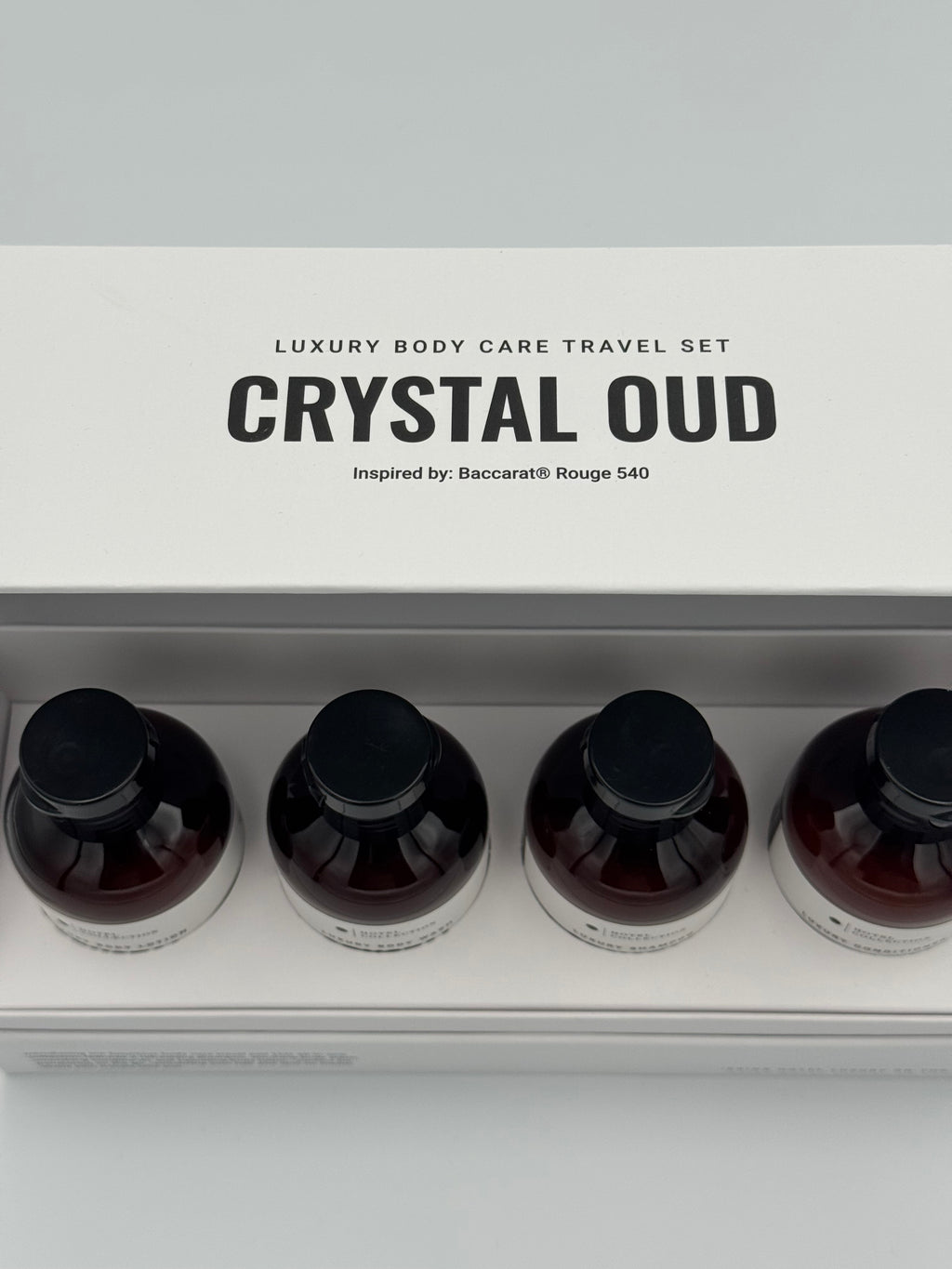 Hotel Collection Crystal Oud Luxury Body Care Travel Set

Inspired by: Baccarat® Rouge 540