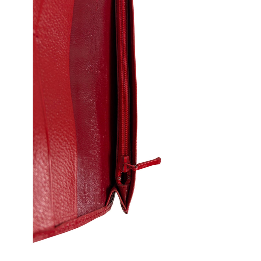 Yves Saint Laurent Red Leather Long Wallet-Vintage