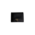 Prada Black Textured Leather Compact Wallet