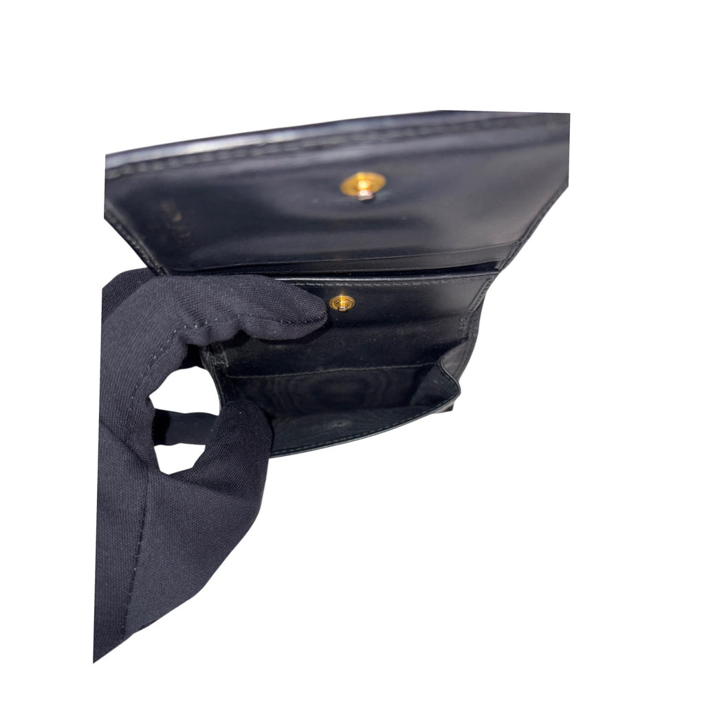 Prada Black Textured Leather Compact Wallet